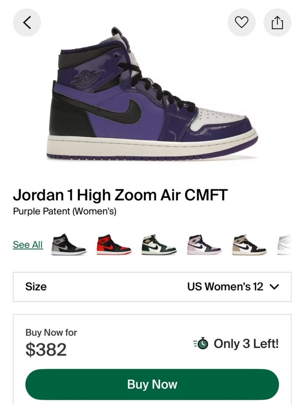 Jordan 1 High Zoom Air CMFT “Purple Patent” Men’s Size 10.5 - Picture 9 of 12